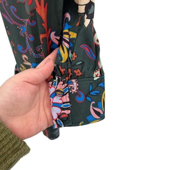 Tory Burch Floral Longsleeve Silk Twill Shift Dress Black Mountain Floral Size 0 - Picture 8 of 15